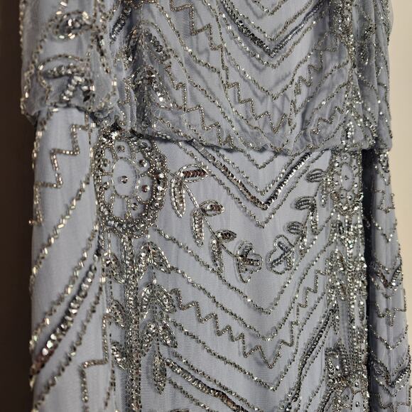 Adrianna Papell Light Blue Beaded Maxi Dress - Picture 9 of 16